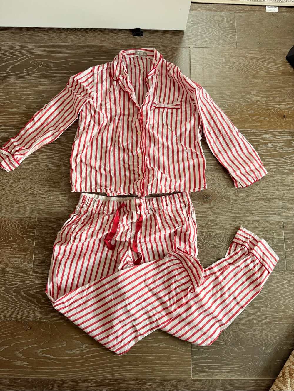 J. Crew Red & White Striped Women's Pajama Set